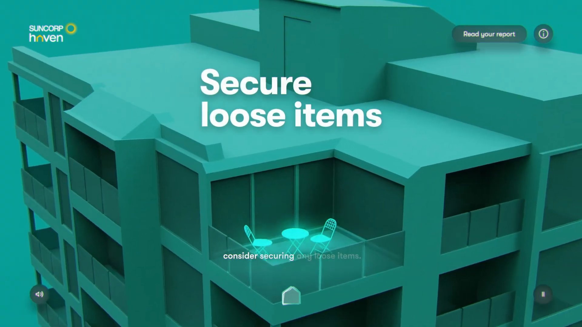 Haven’s illustrated home resilience advice highlights securing loose items around a property.